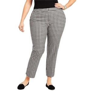 Talbots Hampshire Gingham Ankle Pants Straight Leg Stretch High Waist Soft